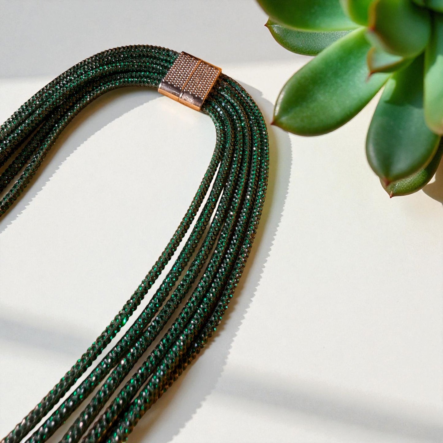 Multi-Layer Choker-Necklace - Green